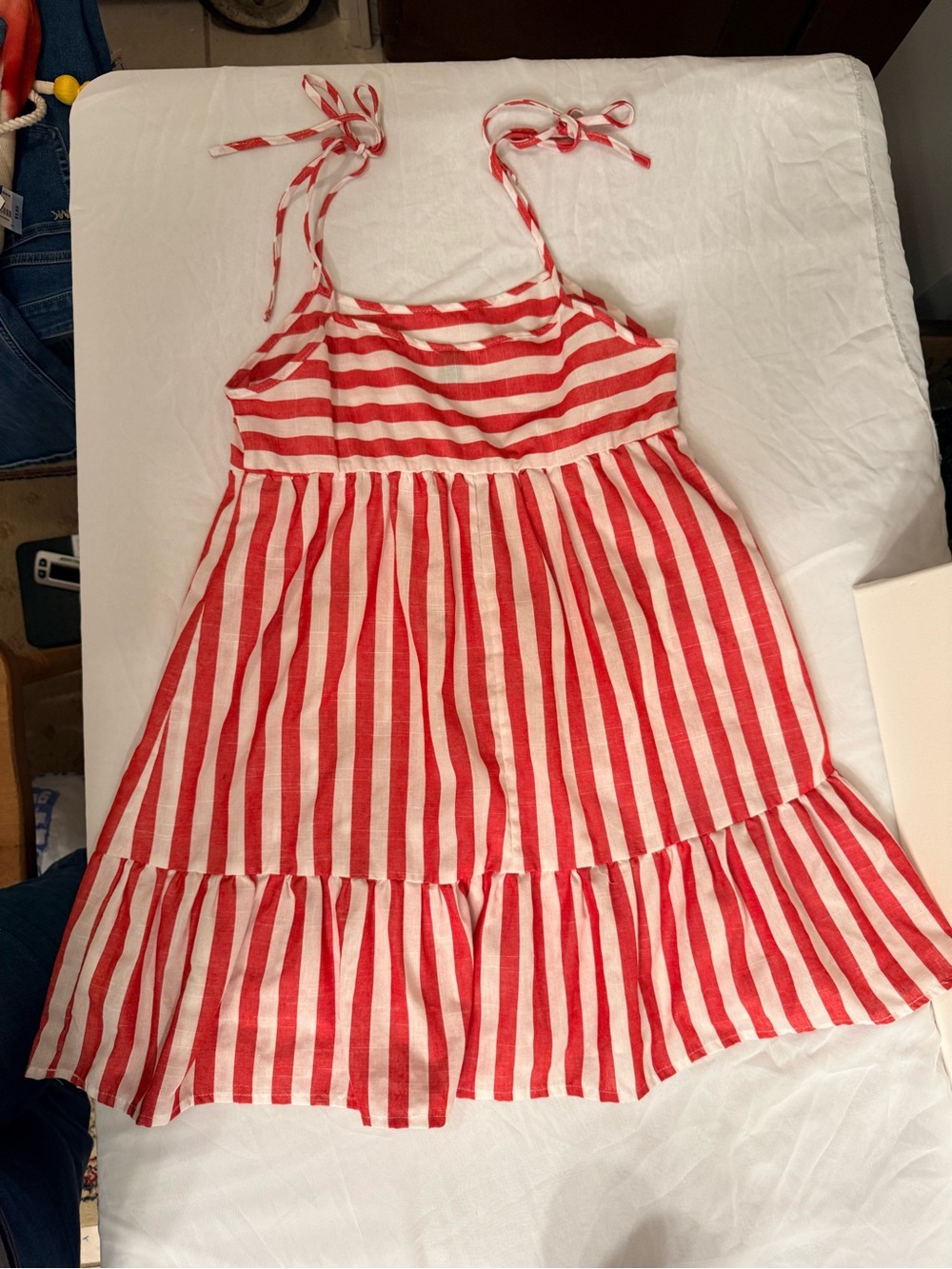 SHEIN Red and White Striped Summer Dress